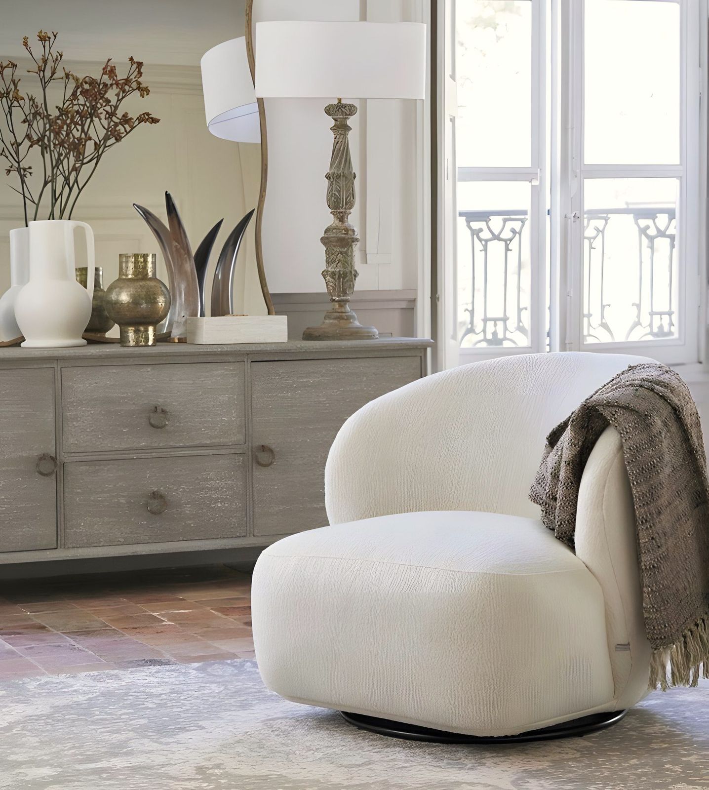 Fauteuil en tissu bouclé